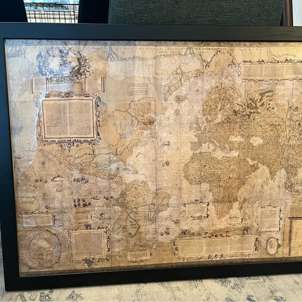 Framed Reproduction of Antique World Map Art